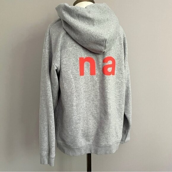 Aritzia TNA Gray Orange Letters Oversized Pullover Hoodie - S/M - Picture 6 of 7
